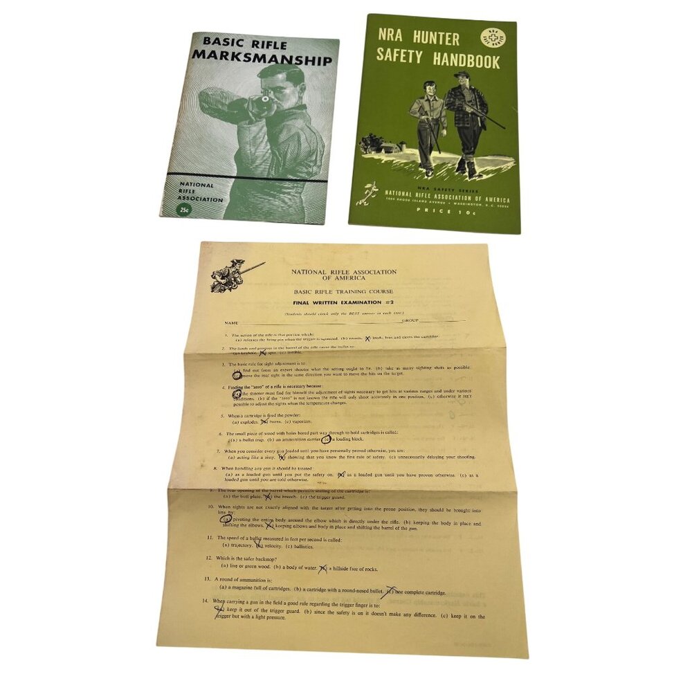 Vintage NRA Rifle Marksmanship Hunter Safety Booklets 1957-1960 with Exam